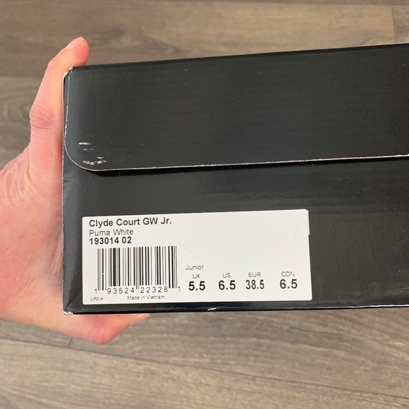 Puma Clyde Court GW Jr Running Shoes Knit Sneakers White Black Size 6.5 - Picture 4 of 14